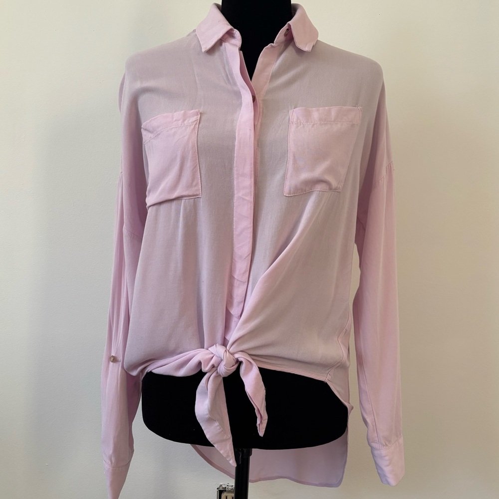 Maeve by Anthropology Tie Front Button Down Shirt